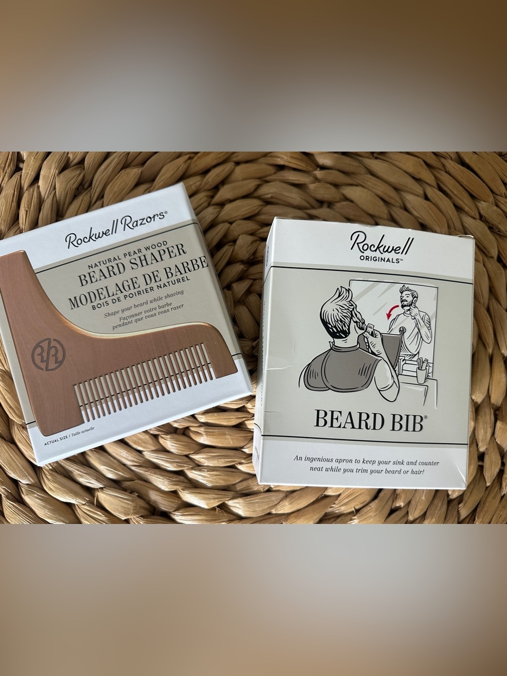 Rockwell Razors Wood Beard Shaper Comb & Beard Bib Set NEW